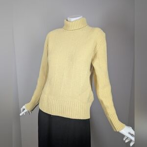 Hauber Wool Blend Turtleneck Sweater | Soft Yellow Rib Knit | Classic European10